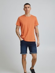 Blend Blue Camo Stretch Denim Shorts - Image 3 of 5