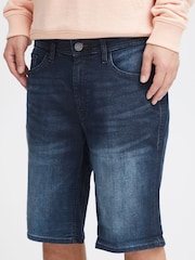 Blend Blue Camo Stretch Denim Shorts - Image 4 of 5