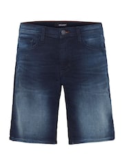 Blend Blue Camo Stretch Denim Shorts - Image 5 of 5
