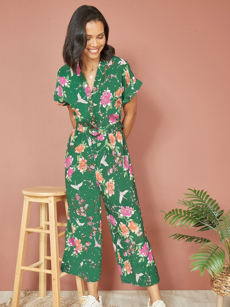 Yumi Overall mit Kranich-Print und passendem Gürtel - Bild 1 von 5 Yumi Overall mit Kranich-Print und passendem Gürtel - Bild 1 von 5