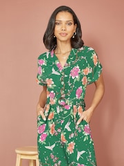 Yumi Overall mit Kranich-Print und passendem Gürtel - Bild 3 von 5