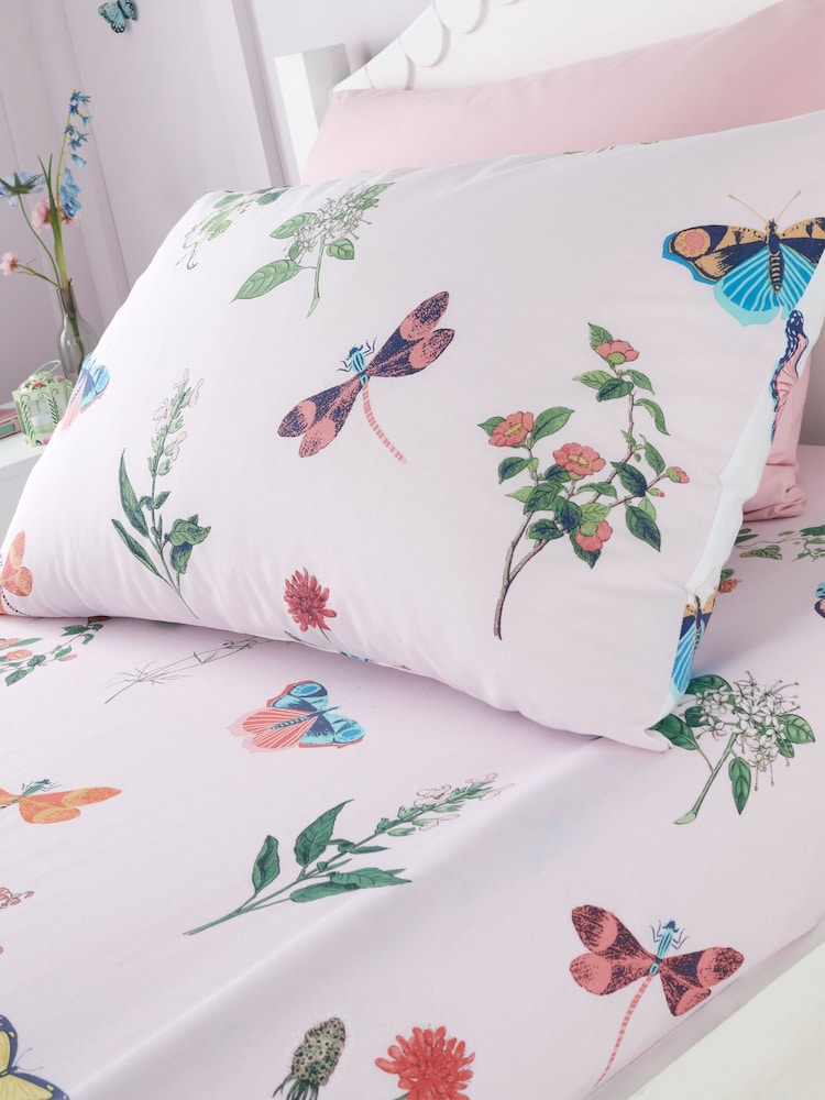 RHS Pink Butterfly Garden Fitted Sheet - Image 1 of 1