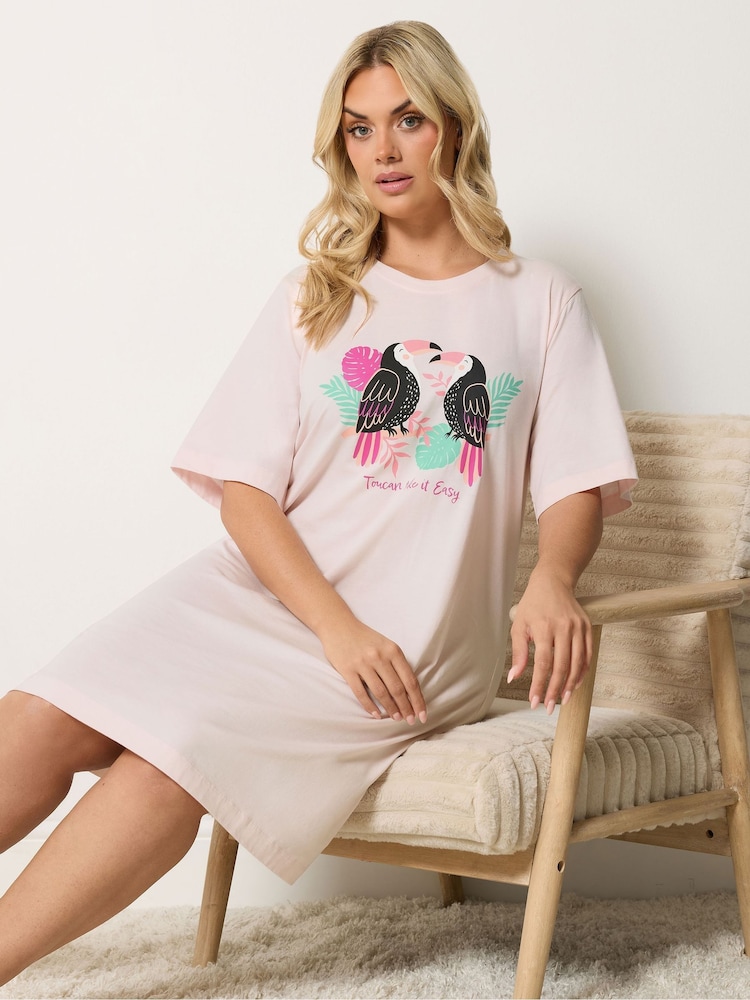 Yours Curve Pink Side Split Nightdress - Image 1 of 5 Yours Curve Pink Side Split Nightdress - Image 1 of 5