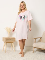 Yours Curve Pink Side Split Nightdress - Image 2 of 5