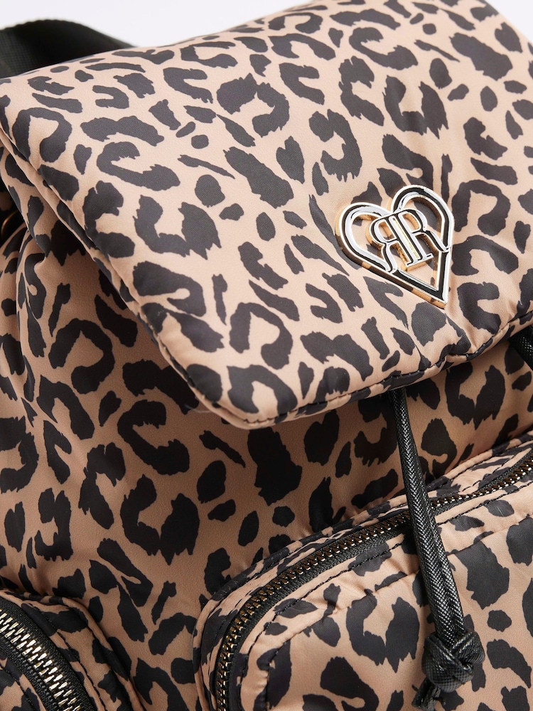 River Island Brown Girls Leopard Print Nylon Backpack - Image 5 of 5 River Island Brown Girls Leopard Print Nylon Backpack - Image 5 of 5