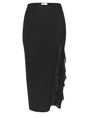 Yours Curve Black Mesh Ruffle Maxi Skirt - Image 5 of 5
