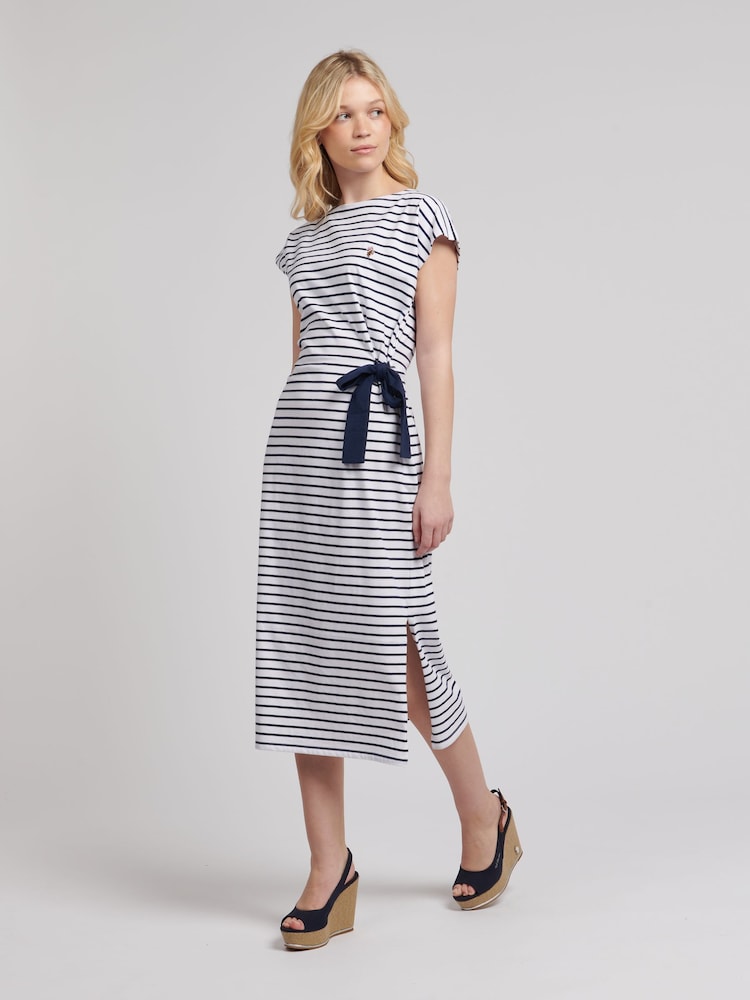 U.S. Polo Assn. Blue Womens Striped Bow Jersey Dress - Image 1 of 6
