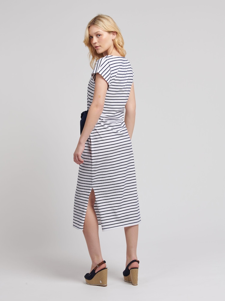 U.S. Polo Assn. Blue Womens Striped Bow Jersey Dress - Image 2 of 6