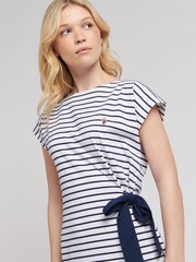 U.S. Polo Assn. Blue Womens Striped Bow Jersey Dress - Image 3 of 6