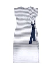 U.S. Polo Assn. Blue Womens Striped Bow Jersey Dress - Image 4 of 6