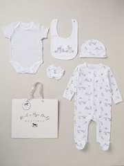 Rock-A-Bye Baby Boutique 100% Cotton Print 5-Piece White Gift Set - Image 1 of 5