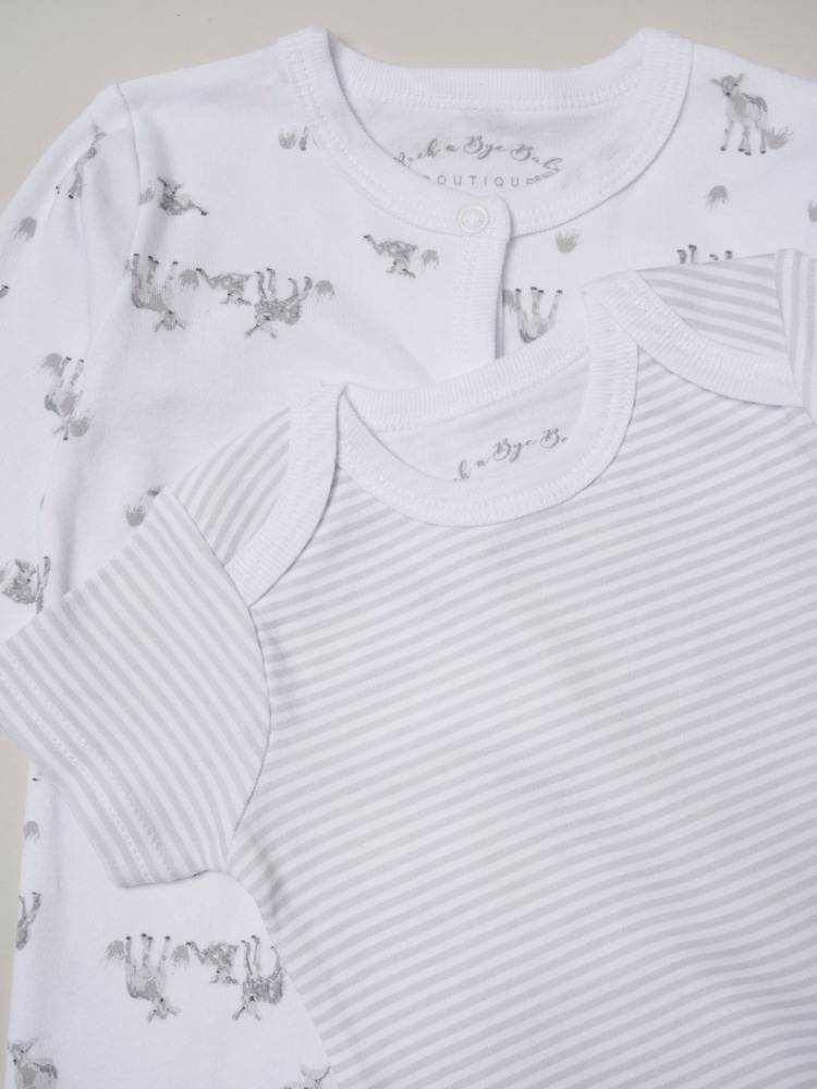 Rock-A-Bye Baby Boutique 100% Cotton Print 5-Piece White Gift Set - Image 2 of 5