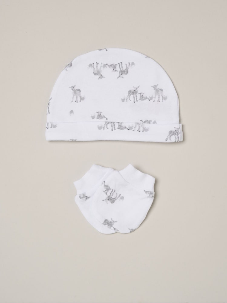 Rock-A-Bye Baby Boutique 100% Cotton Print 5-Piece White Gift Set - Image 5 of 5