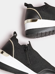 Yours Curve Black Meic Trim Platform Trainers In Wide E Fit - Image 5 of 5