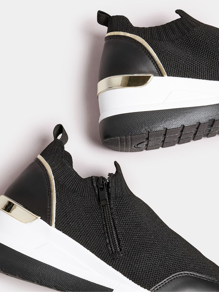 Black - Yours Curve Meic Trim Platform Trainers In Wide E Fit - Image 5 of 5 Black - Yours Curve Meic Trim Platform Trainers In Wide E Fit - Image 5 of 5