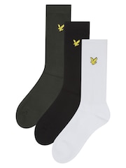 Lyle & Scott White Scout Cotton Boys Sports Socks 3 Pack - Image 1 of 4