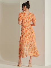 Jolie Moi Strukturiertes Maxikleid aus Chiffon in Metallic-Optik mit Print - Bild 2 von 6