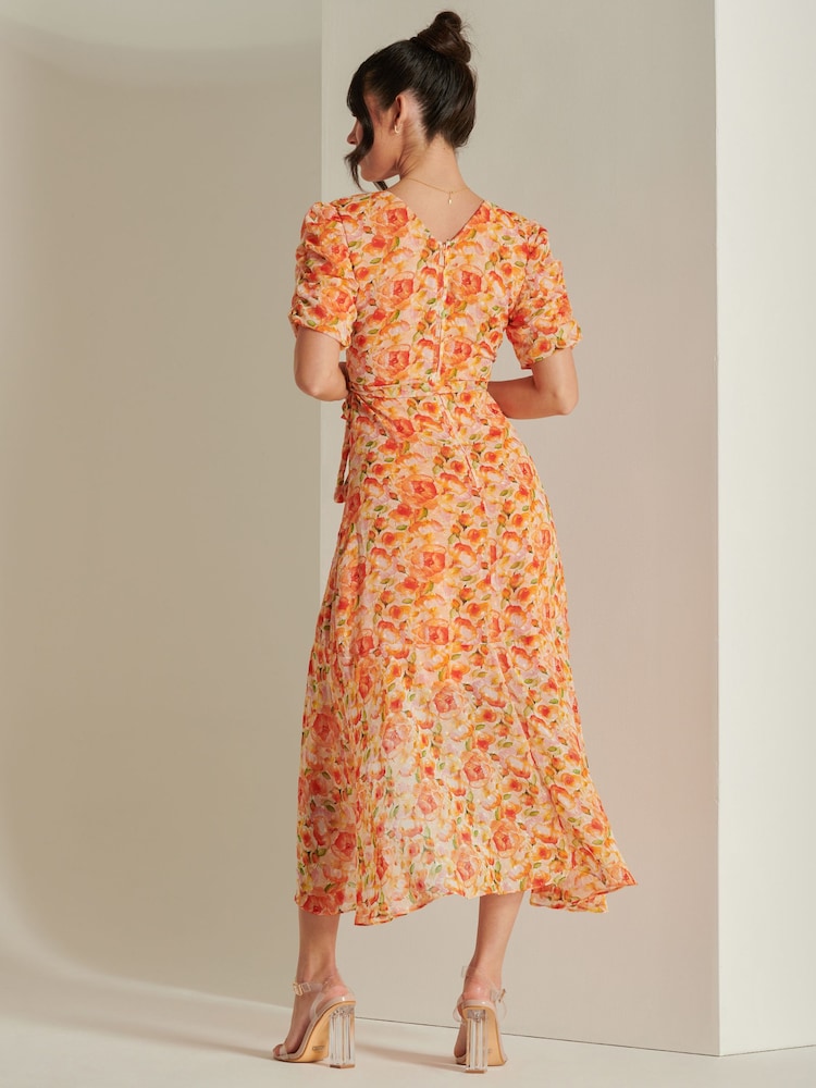 Jolie Moi Strukturiertes Maxikleid aus Chiffon in Metallic-Optik mit Print - Bild 2 von 6