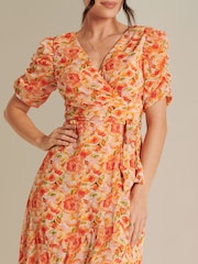 Jolie Moi Strukturiertes Maxikleid aus Chiffon in Metallic-Optik mit Print - Bild 3 von 6