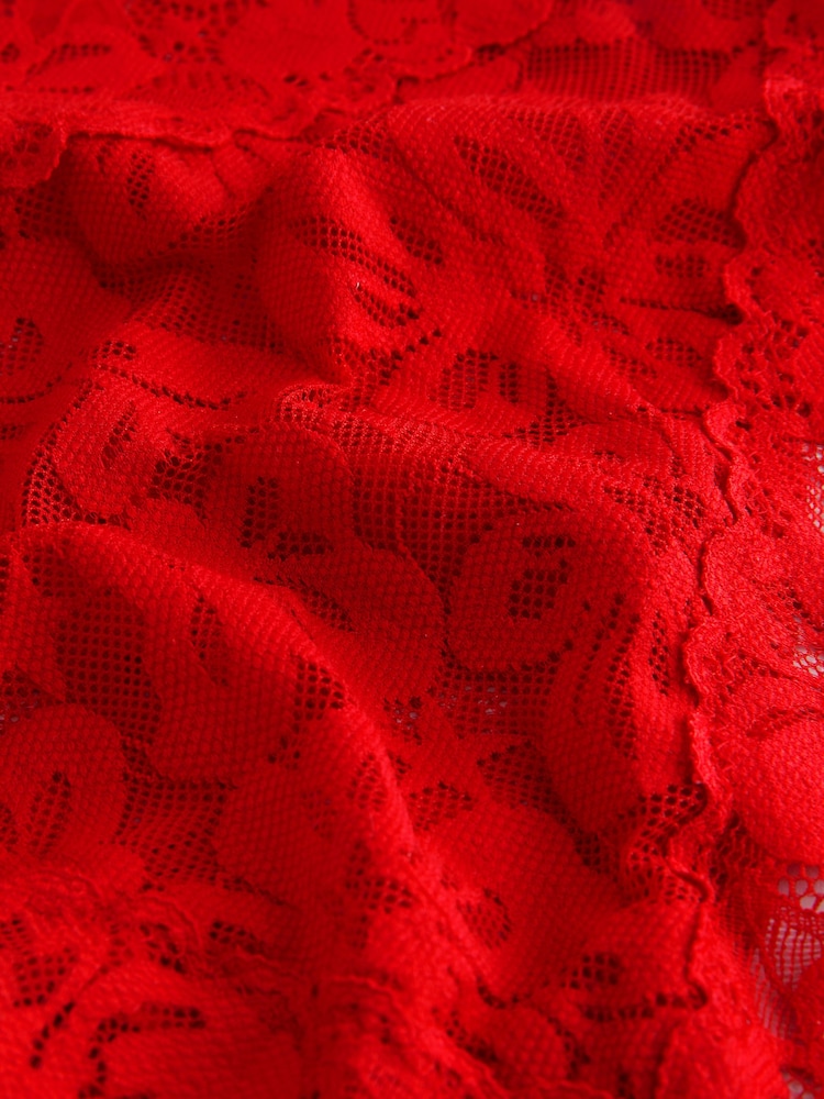 Red/Pink High Rise High Leg Floral Lace Knickers 3 Pack - Image 10 of 10