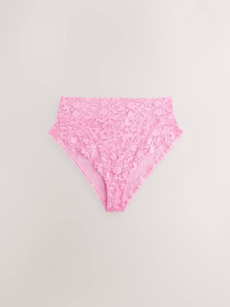 Rouge/Rose - Culotte en dentelle Fleuri 3 Pack - Image 7 of 10