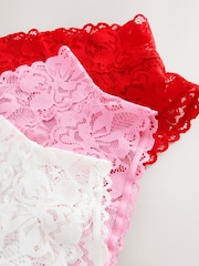 Red/Pink High Rise High Leg Floral Lace Knickers 3 Pack - Image 9 of 10