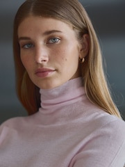 Blush Pink 100% Merino Wool Premium High Roll Neck Knitted Jumper - Image 3 of 6