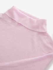 Blush Pink 100% Merino Wool Premium High Roll Neck Knitted Jumper - Image 5 of 6