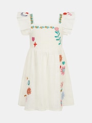 Angels By Accessorize White Girls Embroidered Cotton Dress - Image 2 of 3
