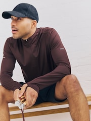 Burgundy Red Active Training Textured Zip Neck Sweatshirt - Image 1 of 10
