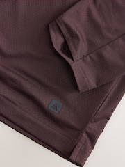 Burgundy Red Active Training Textured Zip Neck Sweatshirt - Image 10 of 10