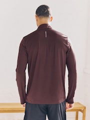 Burgundy Red Active Training Textured Zip Neck Sweatshirt - Image 4 of 10