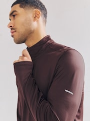 Burgundy Red Active Training Textured Zip Neck Sweatshirt - Image 5 of 10