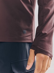 Burgundy Red Active Training Textured Zip Neck Sweatshirt - Image 6 of 10