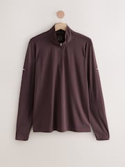 Burgundy Red Active Training Textured Zip Neck Sweatshirt - Image 7 of 10