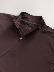Burgundy Red Active Training Textured Zip Neck Sweatshirt - Image 9 of 10