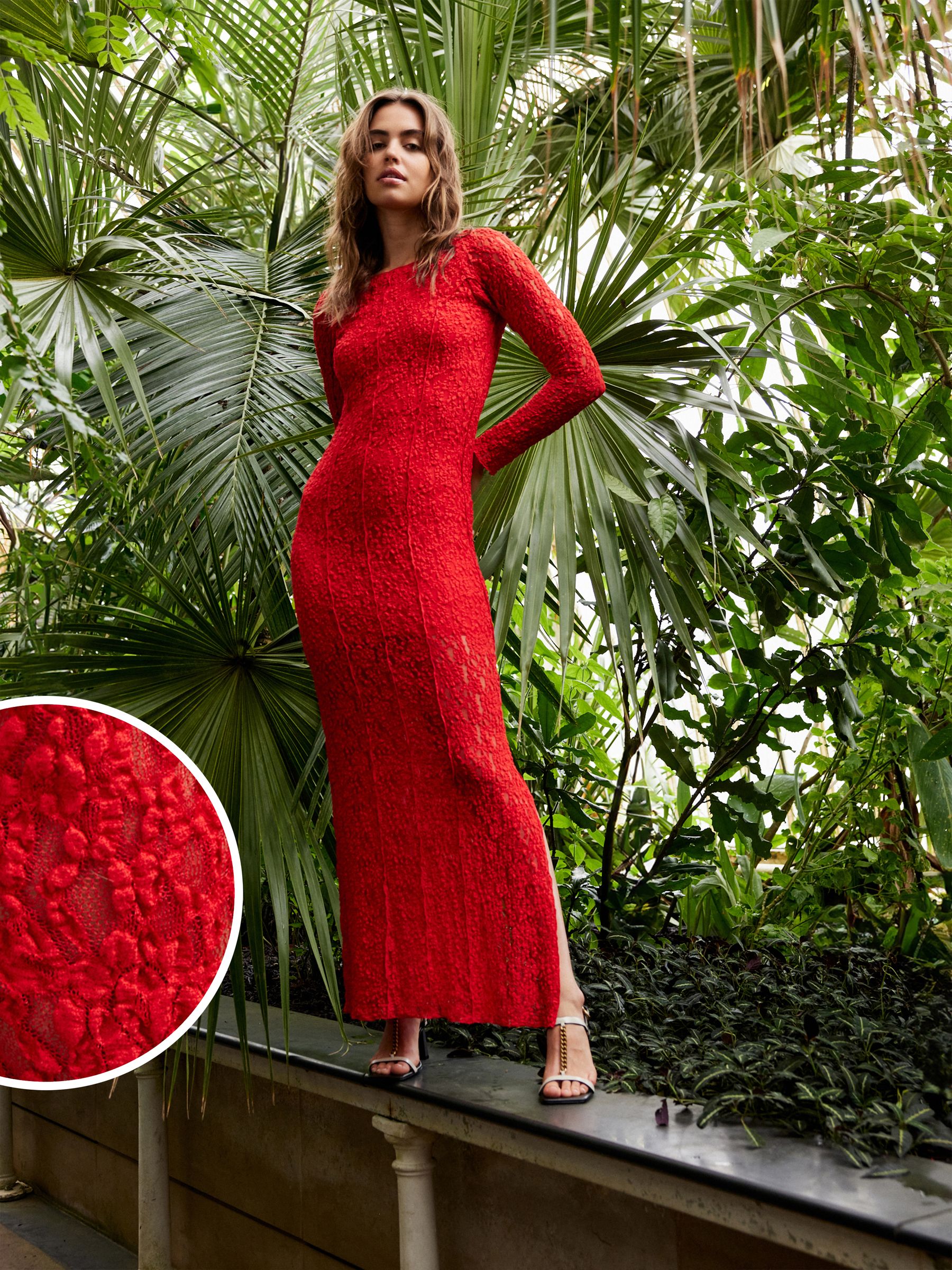 Red lace maxi dress uk best sale