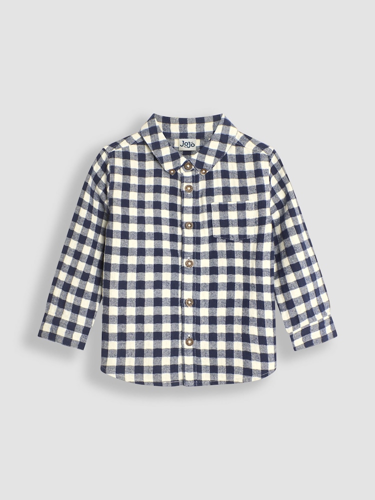 JoJo Maman Bébé Navy Gingham Shirt - Image 1 of 3