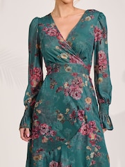 Jolie Moi Green Long Sleeve Mesh Maxi Dress - Image 3 of 7