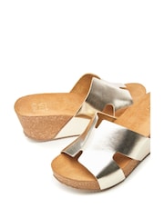 Moda in Pelle Hollie H Band Mules Cork Wedges - Image 4 of 4