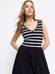 River Island Gestreiftes Midikleid aus Leinen - Bild 1 von 4