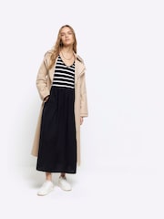 River Island Gestreiftes Midikleid aus Leinen - Bild 3 von 4