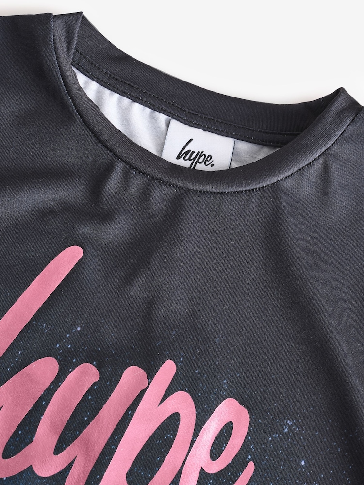Hype. Girls Multi Cloud Fade Black T-Shirt - Image 3 of 5