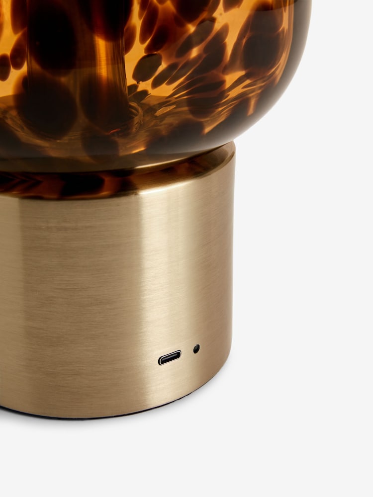 Amber Orange Tortoiseshell Rechargeable Touch Wireless Table Lamp - Image 9 of 9