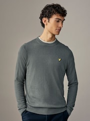 Lyle & Scott Dark Green Cotton Merino Crew Neck Jumper - Image 1 of 4