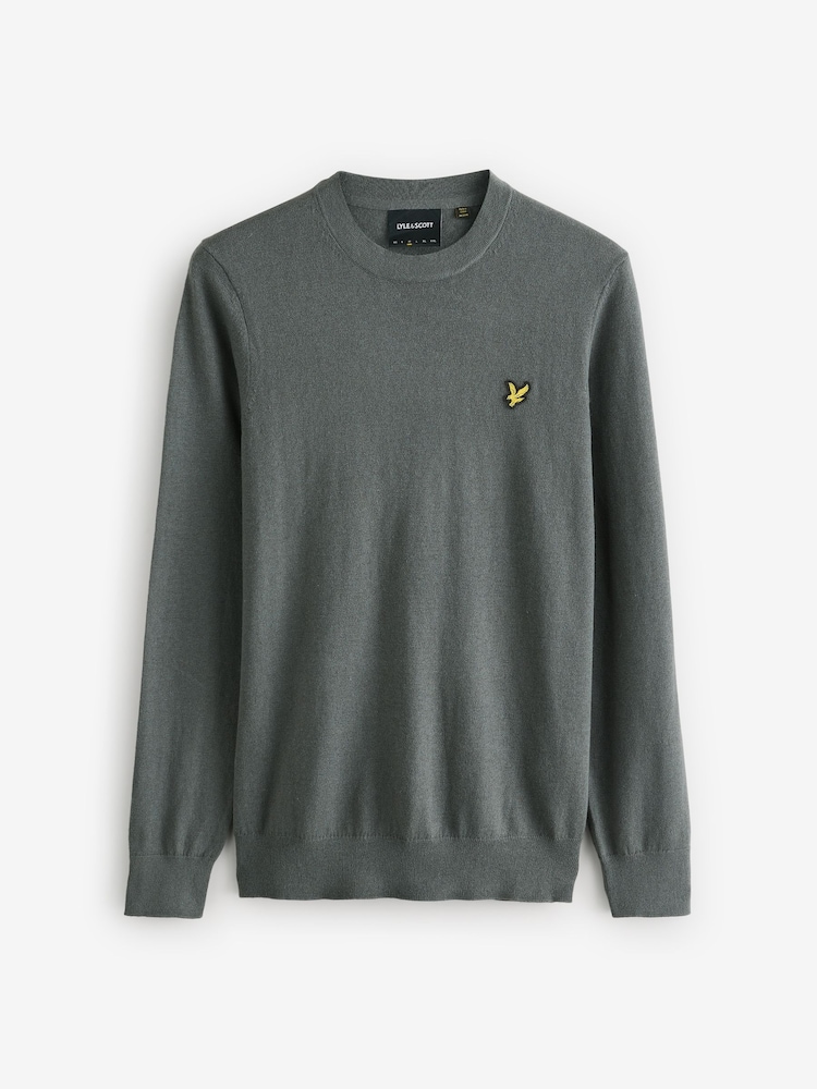 Lyle & Scott Dark Green Cotton Merino Crew Neck Jumper - Image 4 of 4