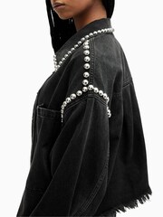 AllSaints Black Nicky Stud 100% Cotton Shirt - Image 5 of 6