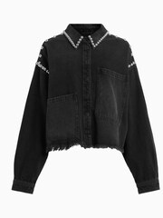 AllSaints Black Nicky Stud 100% Cotton Shirt - Image 6 of 6