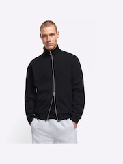 River Island Black Long Sleeve Regular Fit Zip Thru Sweatshirt - Image 1 of 4