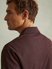 Reiss Bordeaux Hunt Textured Crepe Cuban Collar Shirt - Image 3 of 5